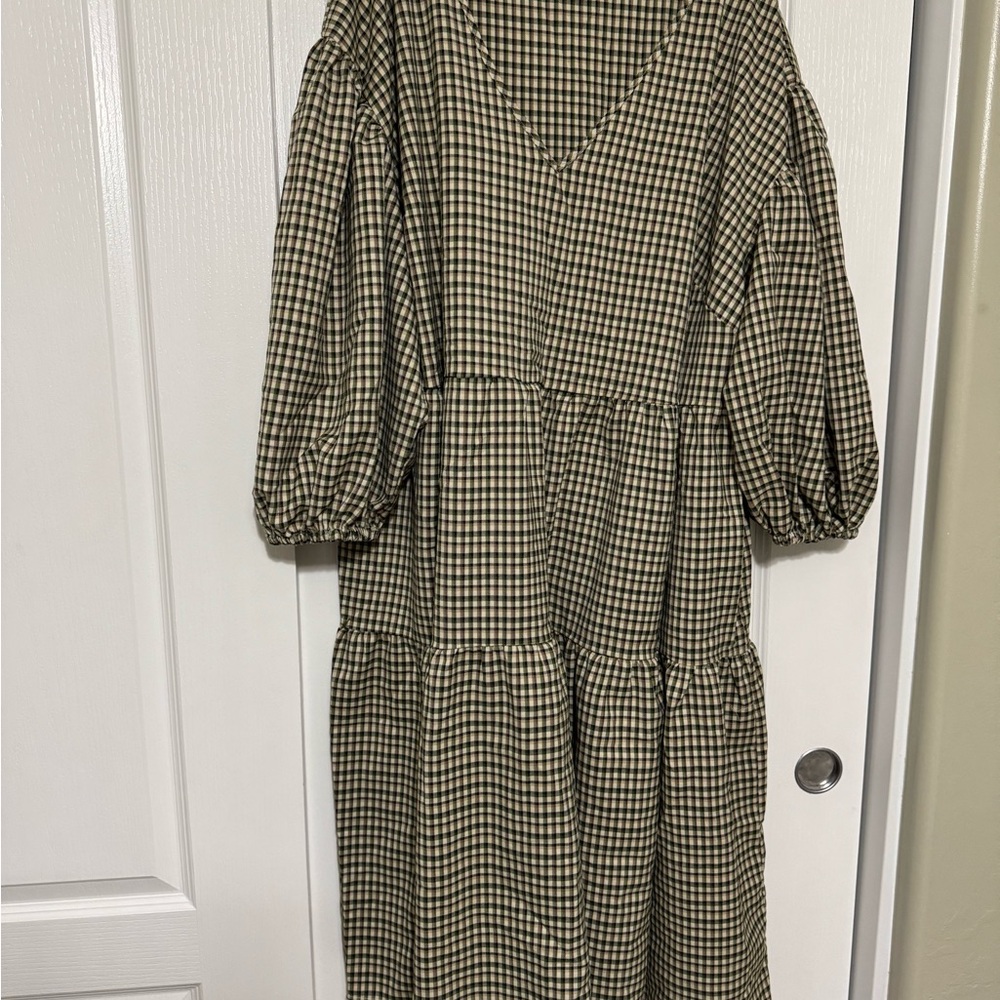 Eloquii plaid tiered dress